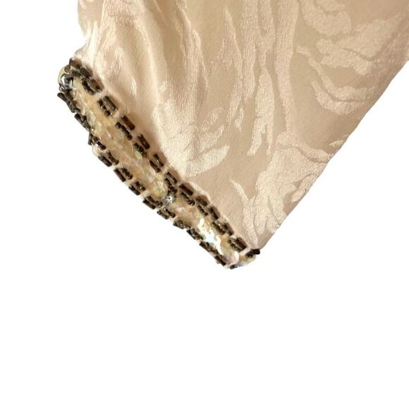 Collections Michelle Stuart Vintage Silk Cream Sequin Beaded Blouse Ivory 10 Top - Picture 4 of 7